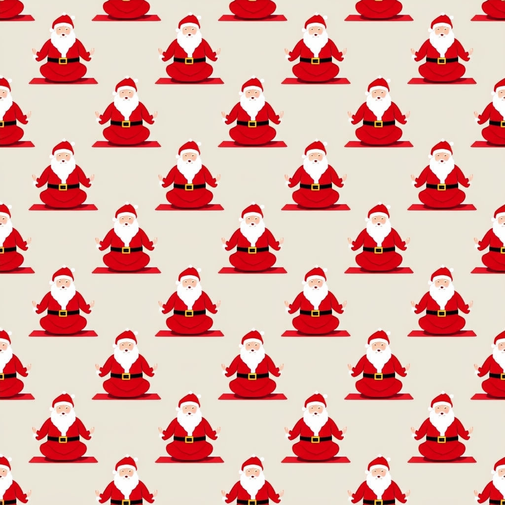 Whimsical Santa Yoga Cartoon Pattern for Holiday Decor Seamless Pattern