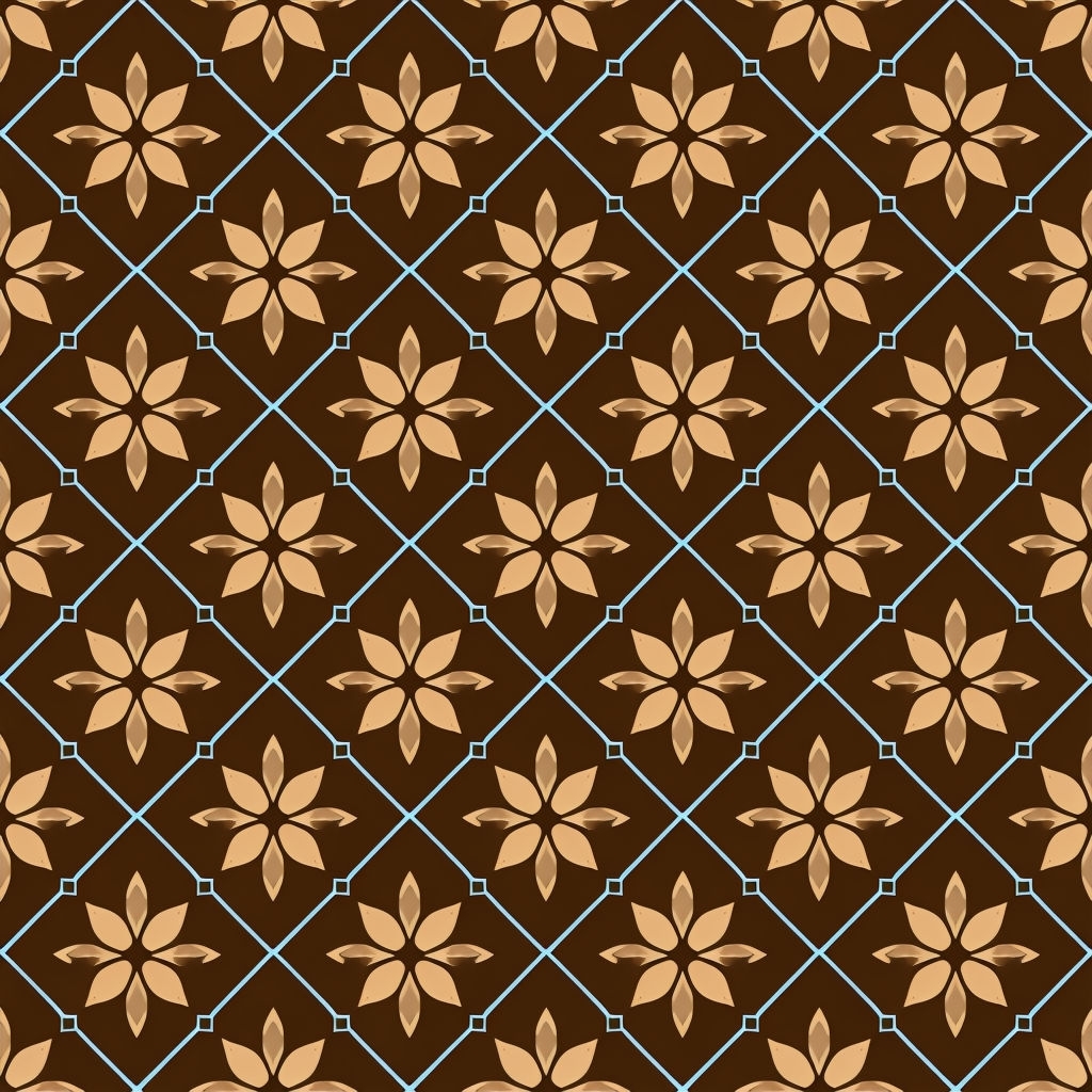 Stylish Geometric Floral Pattern in Brown and Beige Seamless Pattern