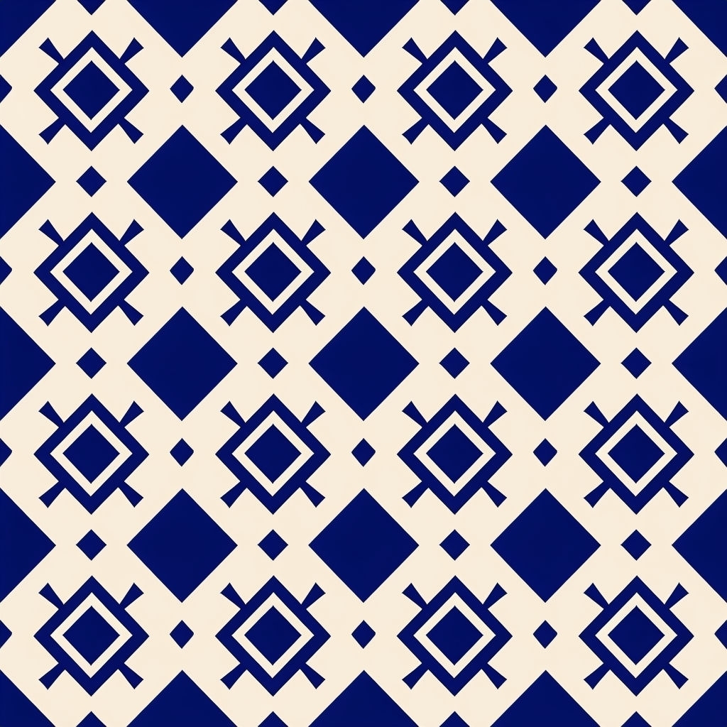 Navy Blue Geometric Diamond Lattice Seamless Pattern Design