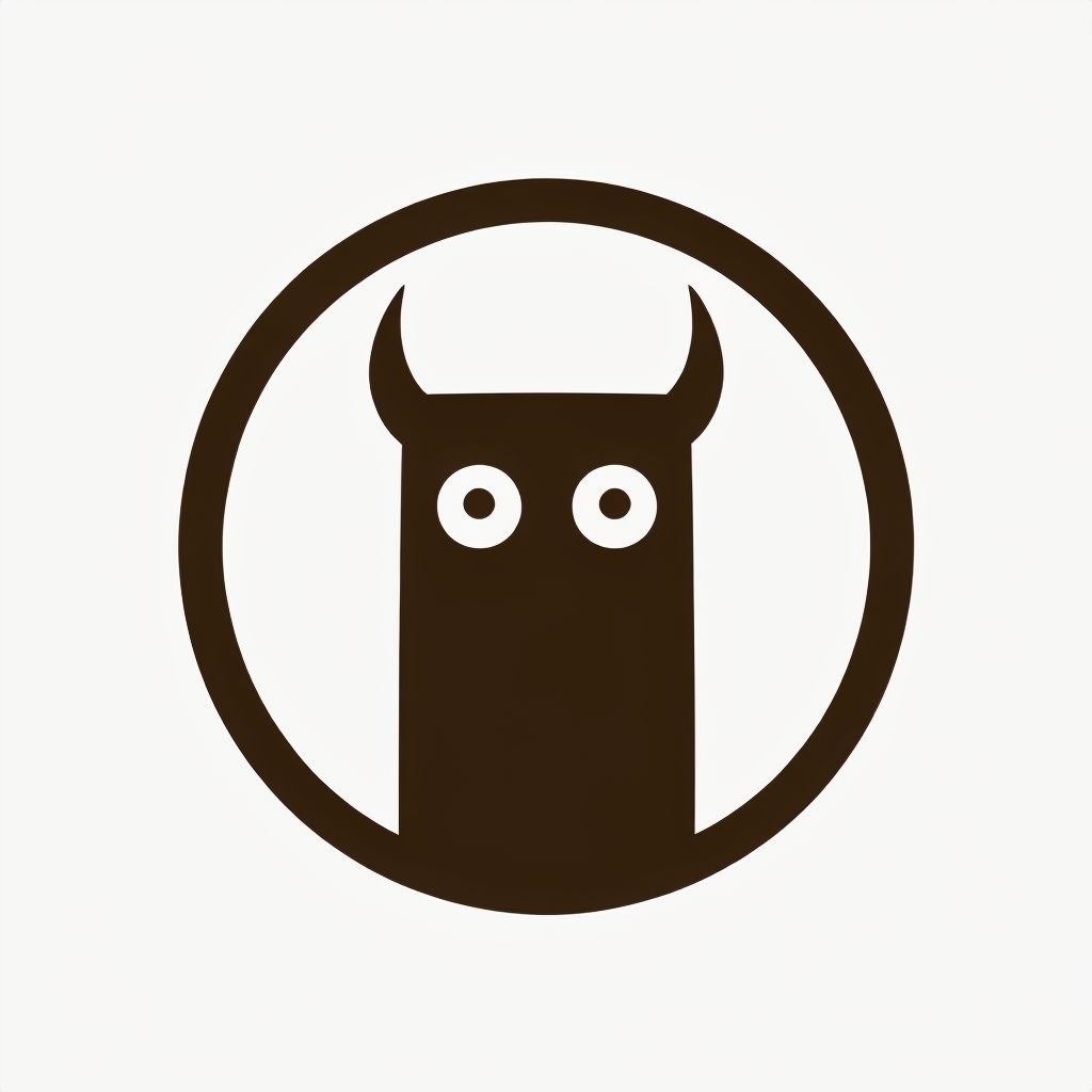 Minimalist Dark Brown Horned Monster Logo