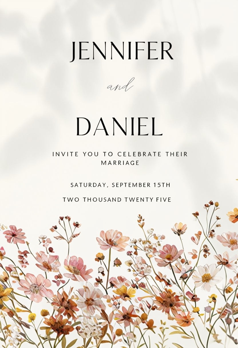 Elegant Minimalist Cream Wedding Invitation